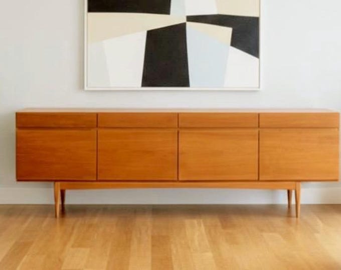 Restored extra-long Danish teak sideboard/credenza by ib Kofod Larsen for Faarup Møbelfabrik (90.5" long)