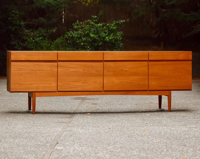 Restored Danish teak sideboard by ib Kofod Larsen (90.5" Long)