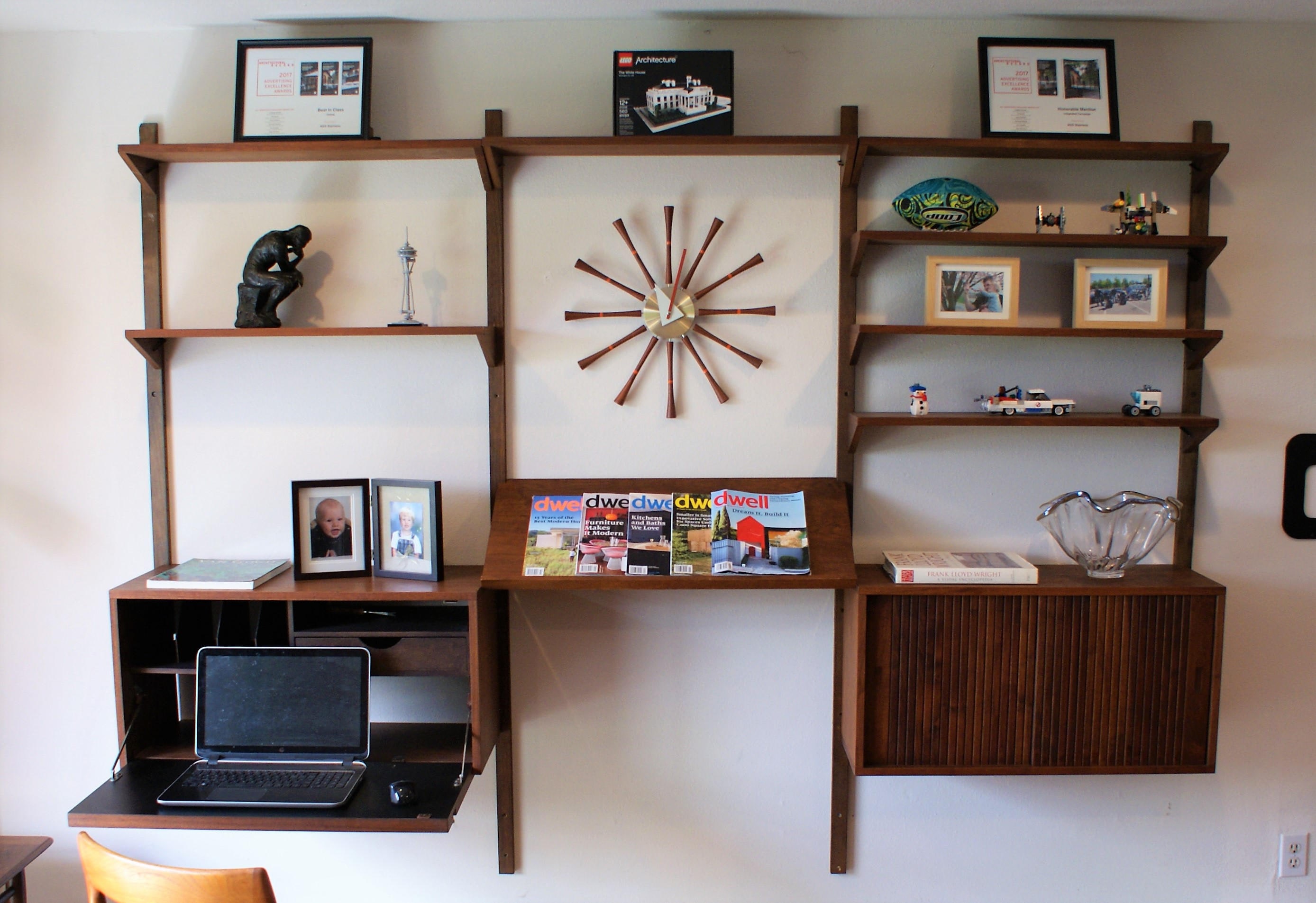 Mid Century Walnut Desk Shelving Unit By Noral Olson For Kopenhavn