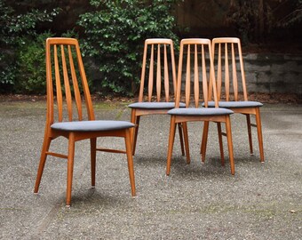 Four Restored Danish teak "Eva" dining chairs by Koefoed Hornslet, circa 1960s