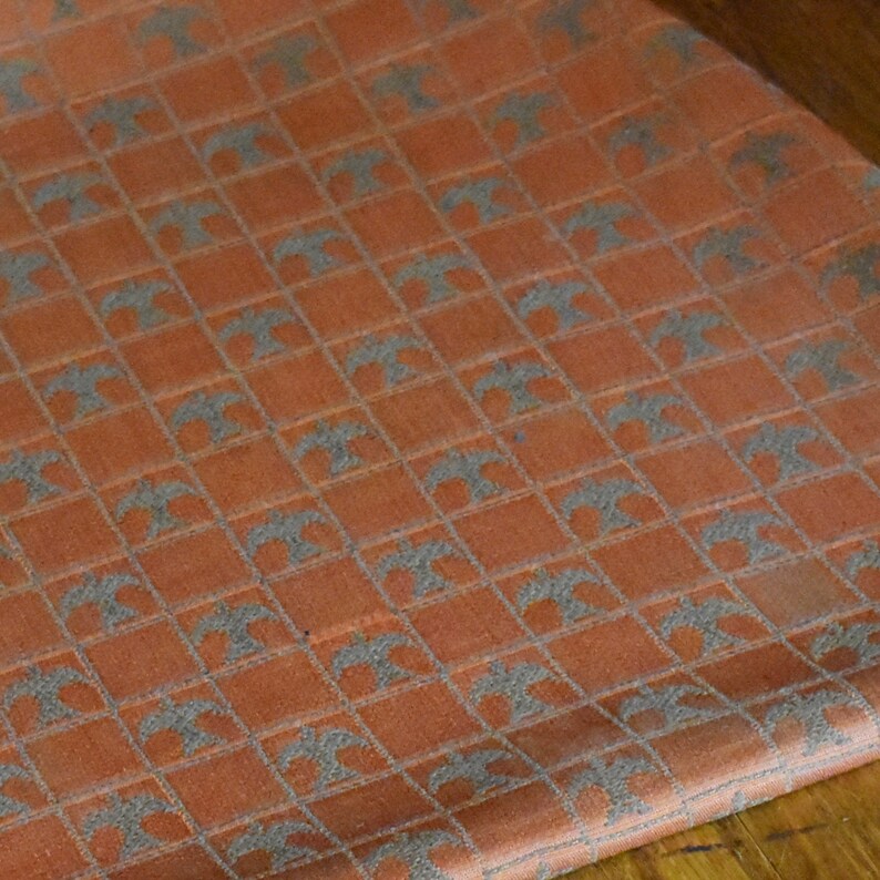 Original vintage Broyhill Brasilia seat fabric for four dining chairs, rare rose gold/silver color image 7