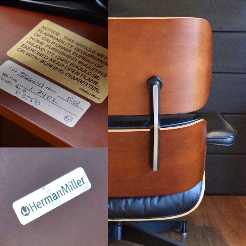 Restored Eames cherry lounge chair and ottoman by Herman Miller, circa 2002 immagine 10