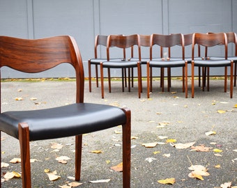 Six Restored Brazilian Rosewood Moller 71 dining chairs