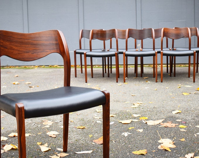 Six Restored Brazilian Rosewood Moller 71 dining chairs