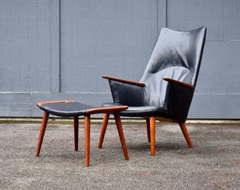 Vintage Hans Wegner “Mama Bear” chair and ottoman by Hans Wegner for AP Stolen, circa 1960s