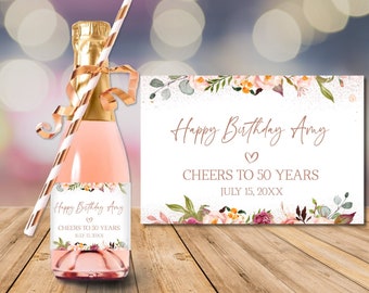 Mini Champagne Label PDF JPG Printable Template, Bubbly Editable Birthday or Shower Label Instant DOWNLOAD | VRD164BRS 99