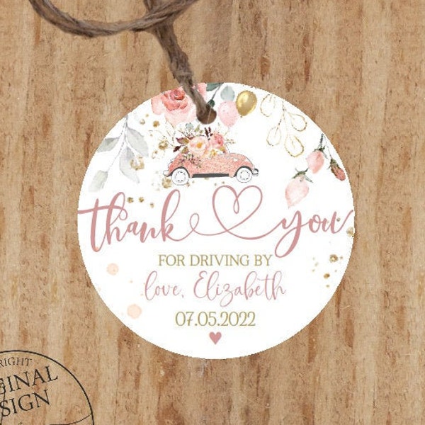 Drive by Baby Shower Thank You Tags Etsy