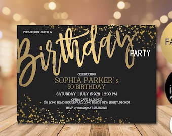 Black Gold Invite Etsy
