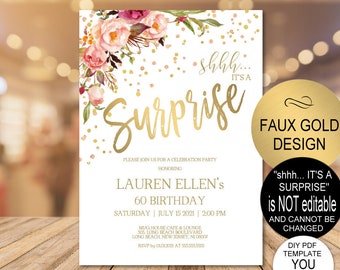 Free Printable Surprise Birthday Party Invitations Templates