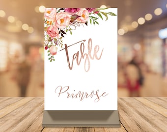 Rose Gold Wedding Table Name Card, 5x7 inches Table Numbers Template, PDF Table Number Cards - Download Instant| VRD156TNMR 99