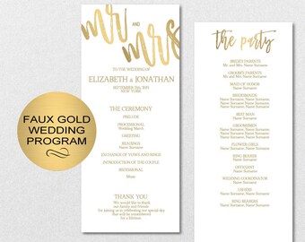 Wedding Program Printable, Wedding Program Template - Editable Wedding Program-DIY Editable PDF-DOWNLOAD Instantly | VRD110PO