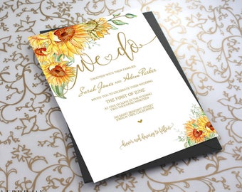 sunflower invitation etsy