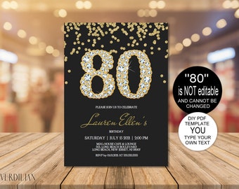 80th birthday invitations etsy