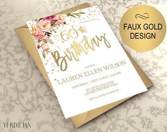 60th birthday invitations etsy