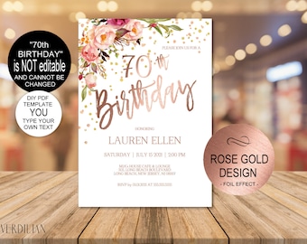 70th birthday invite etsy