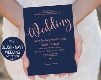 navy wedding invites etsy