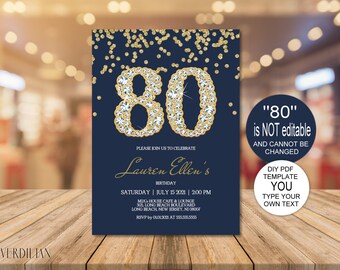 80th birthday invitations etsy
