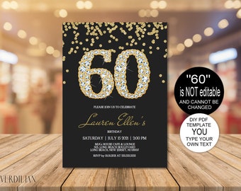 60th birthday invitations etsy