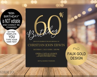 60th birthday invitations etsy