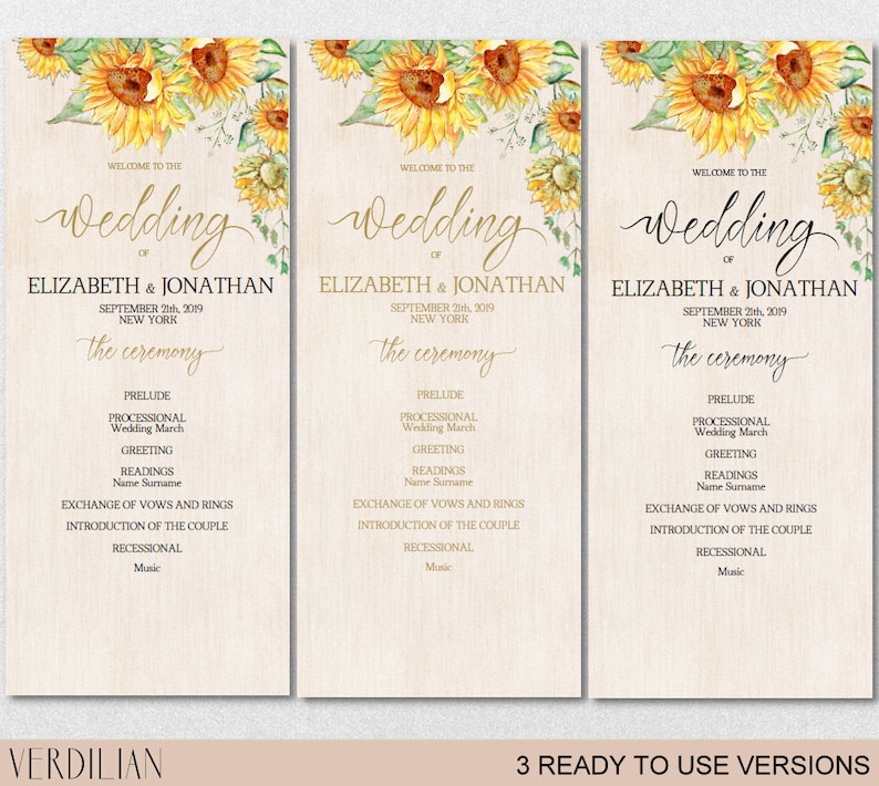 Sunflower Wedding Program Printable Wedding Program Template Etsy sunflower-wedding-program-printable-wedding-program-template-etsy