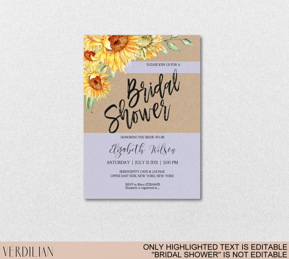 Sunflower Bridal Shower Invitation Wedding Shower Invite Etsy
