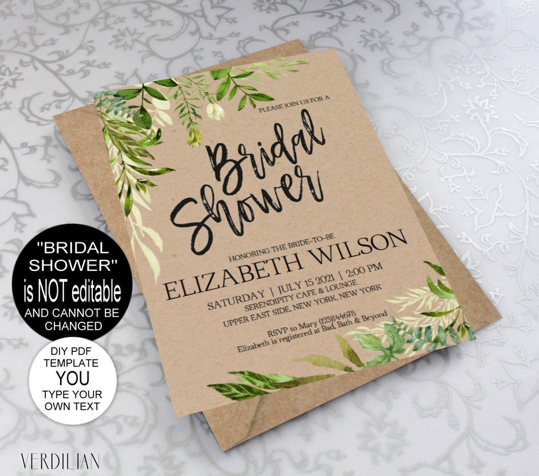 Rustic Bridal Shower Invitation, Bridal Shower Invite, Rustic Wedding ...