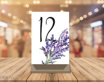 Table Numbers Printable, 4x6" , 5x7", Lavender Wedding Template Seating Chart,  DIY PDF Editable Cards - Download Instant| VRD138TN