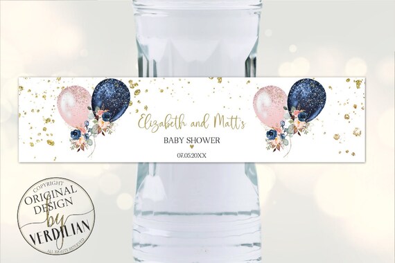 Gender Reveal Blue Pink Water Bottle Labels PDF Printable - Etsy