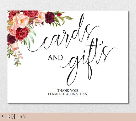 Cards and Gifts Sign Printable Template Gift Table Sign Sign - Etsy