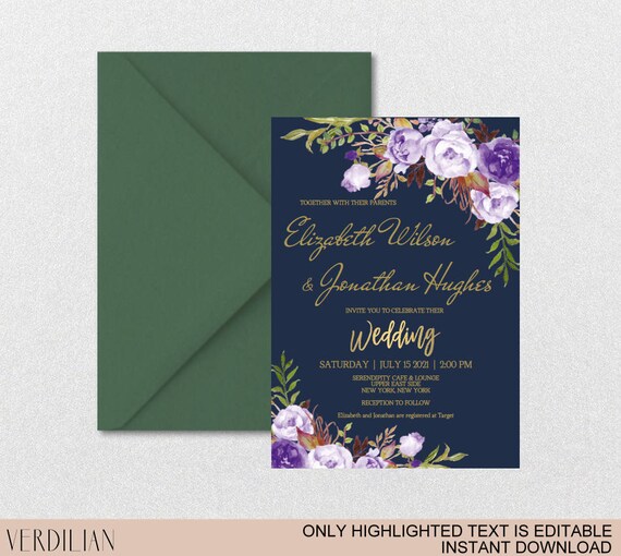 Navy blue purple and gold wedding cheap