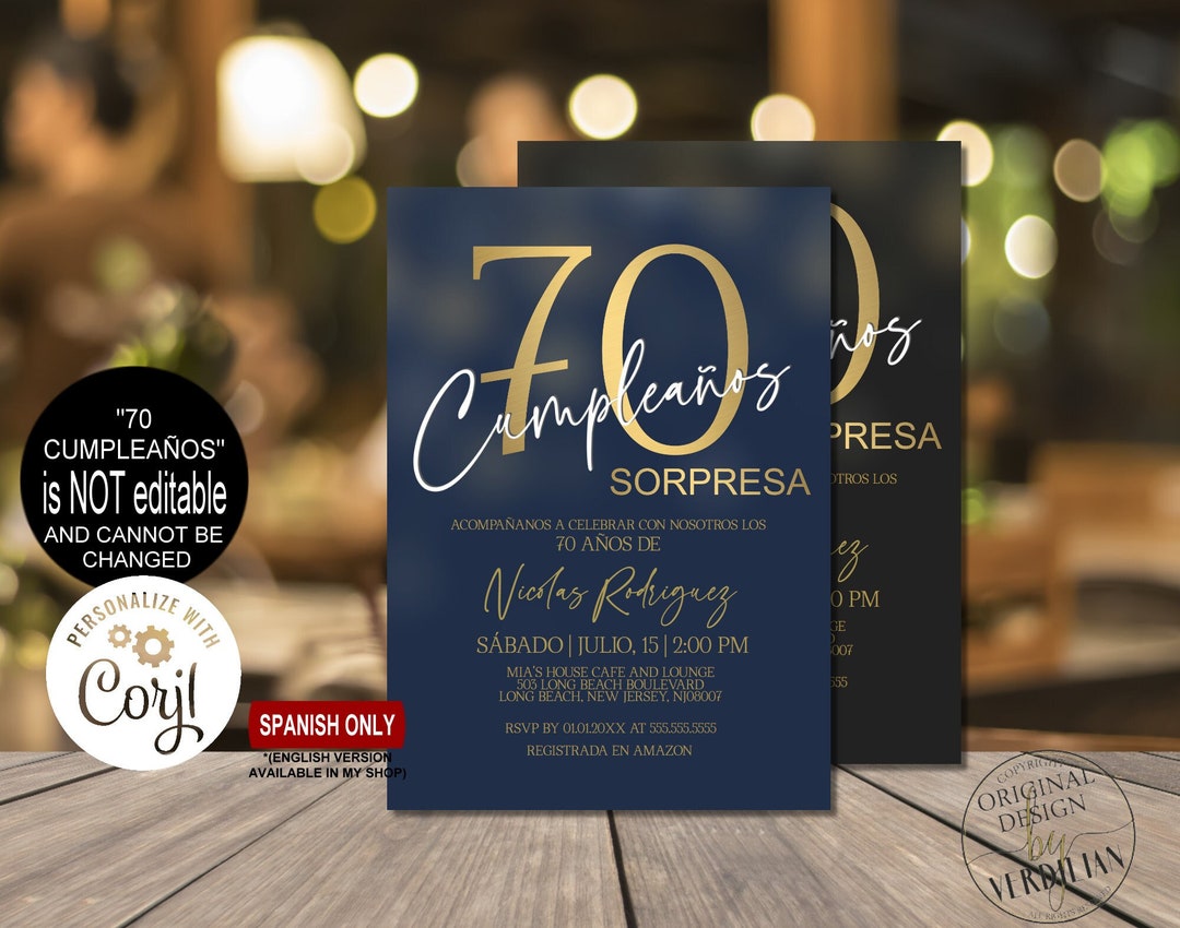 Invitación de cumpleaños 70 de Sorpresa para hombres - Etsy España