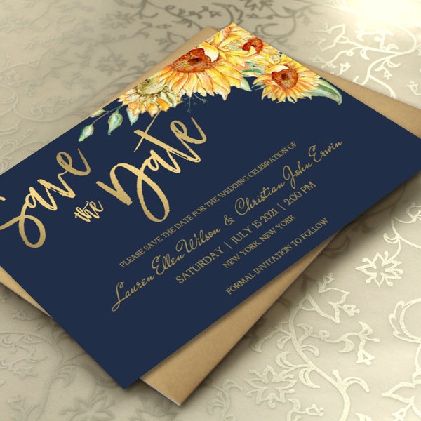 Sunflower Save the Date - Etsy