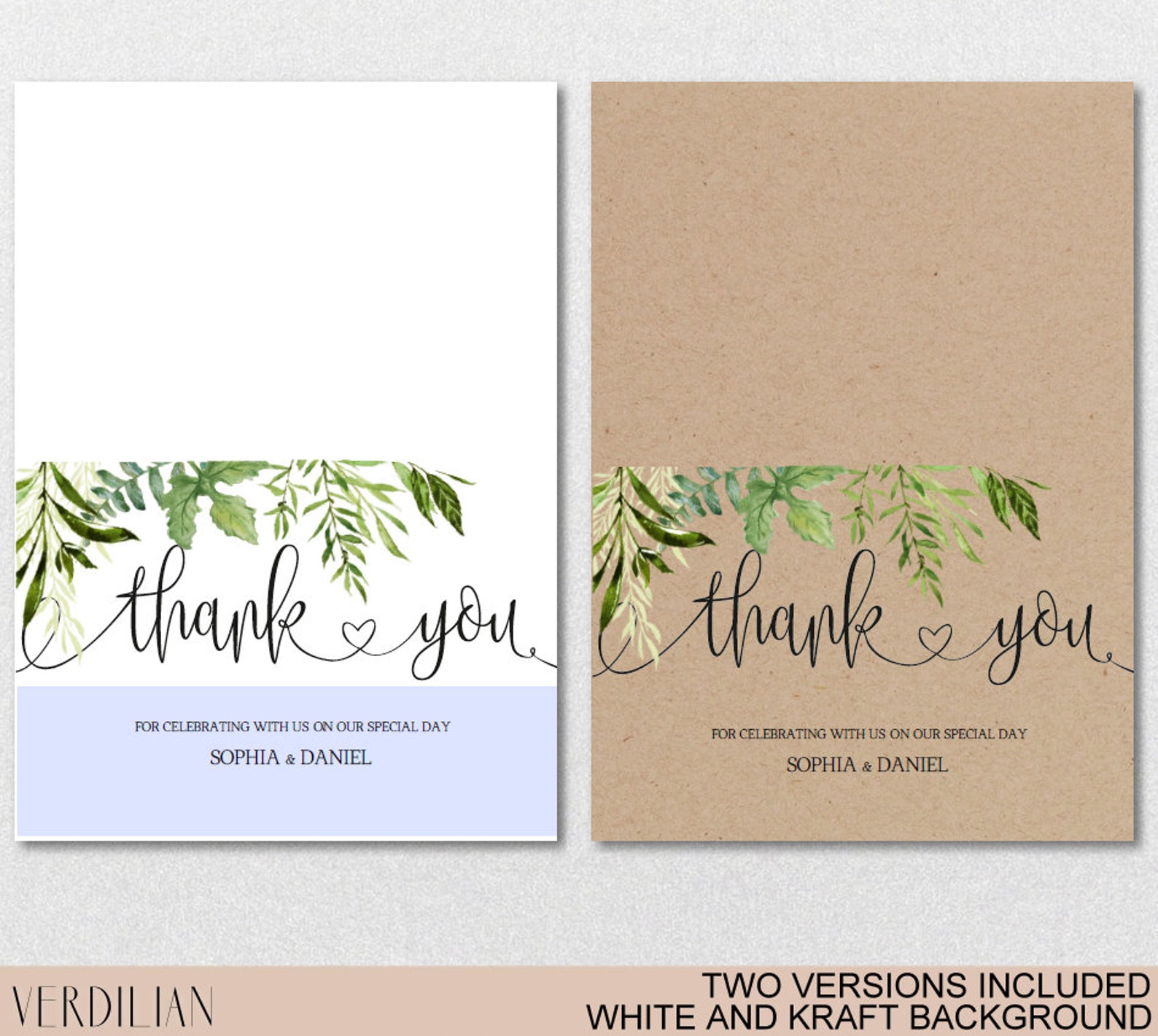 Rustic Thank You Card template Printable Folded Thank You Etsy