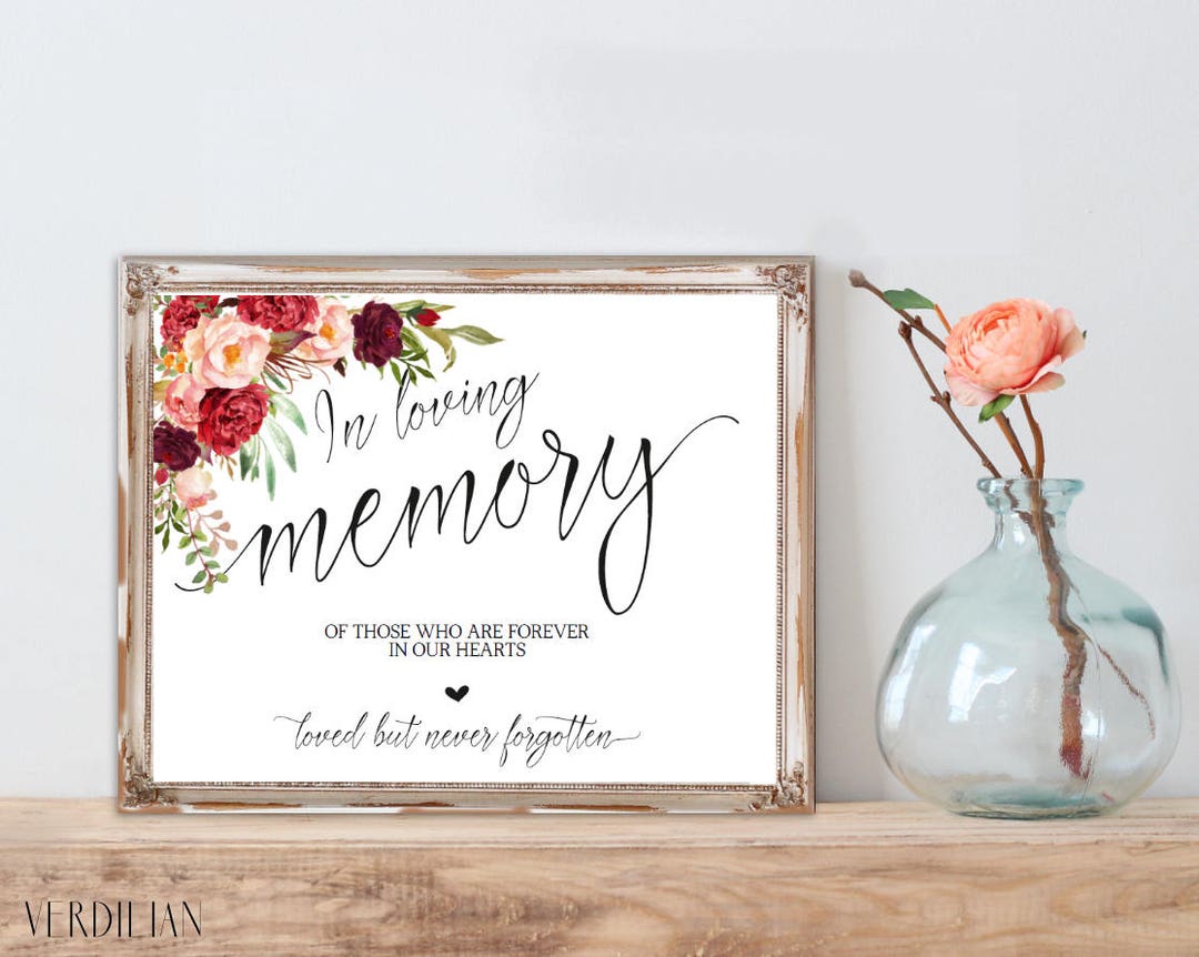 In Loving Memory Wedding Sign Printeble Template, Memorial Table Sign ...