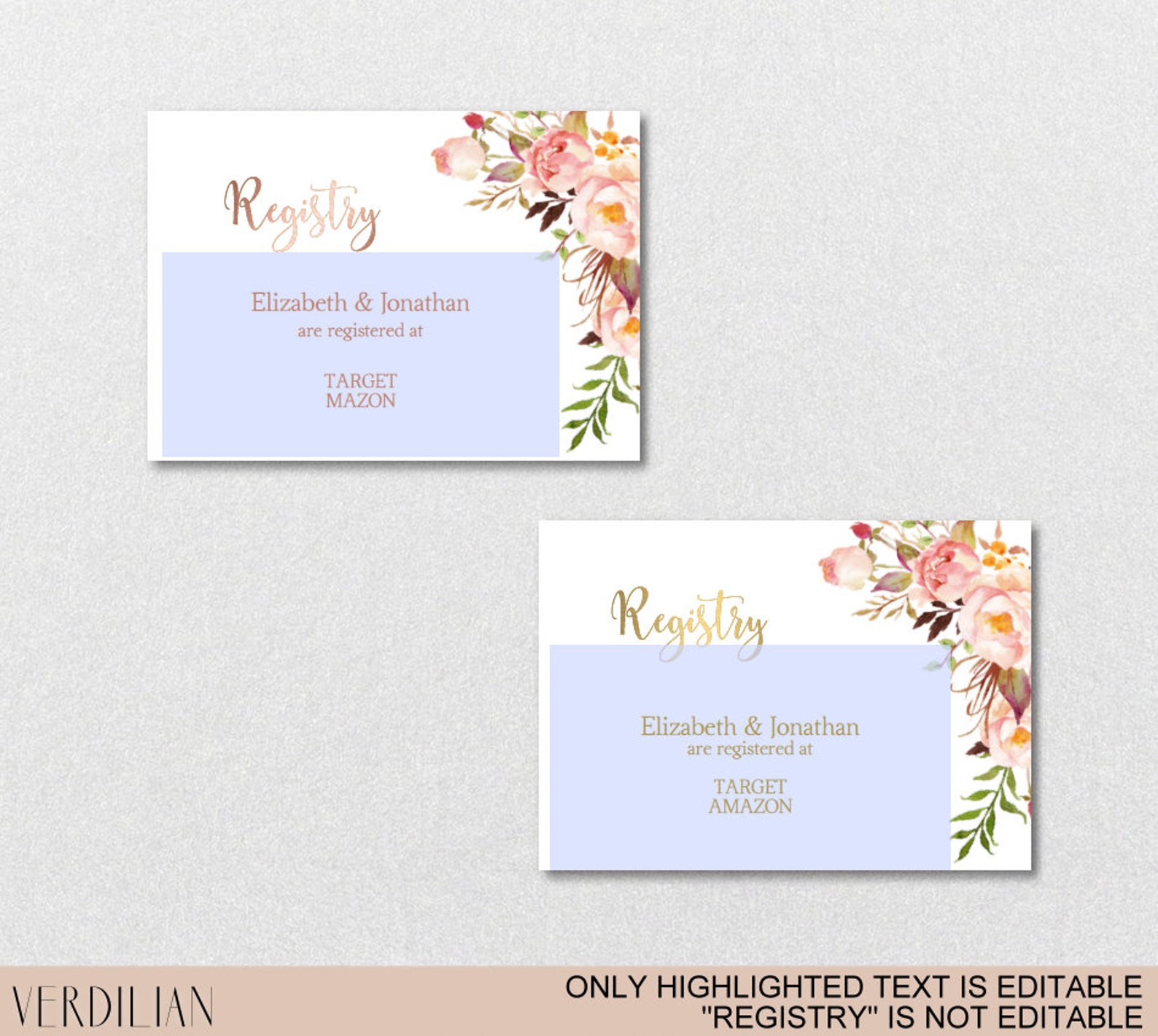 Registry Printable Card Wedding Registry Bridal Shower | Etsy
