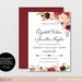 Printable Wedding Invitation Template. Floral Burgundy Rustic ...