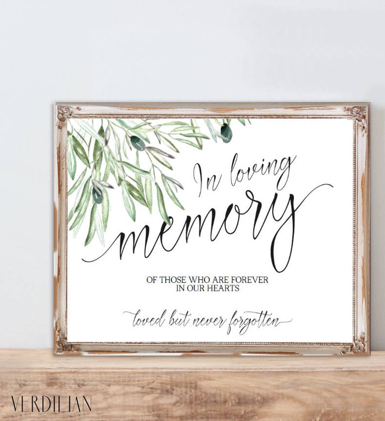 In Loving Memory Wedding Sign Template Memorial Table Sign