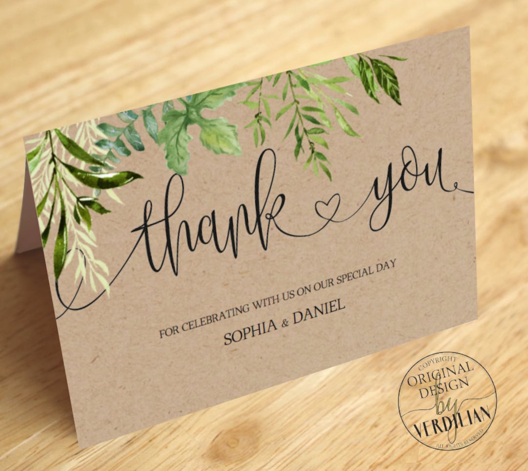Rustic Thank You Card Template Printable Folded Thank You Card Editable ...