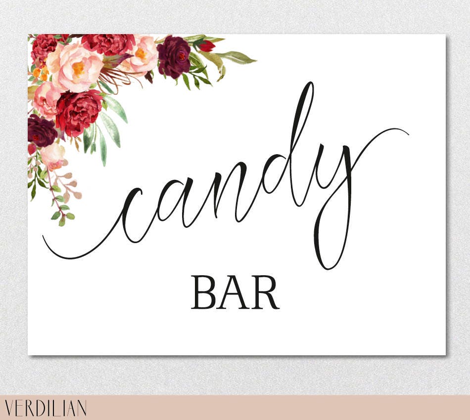 Candy Bar Sign Printable Template Wedding Sign Table Sign Etsy