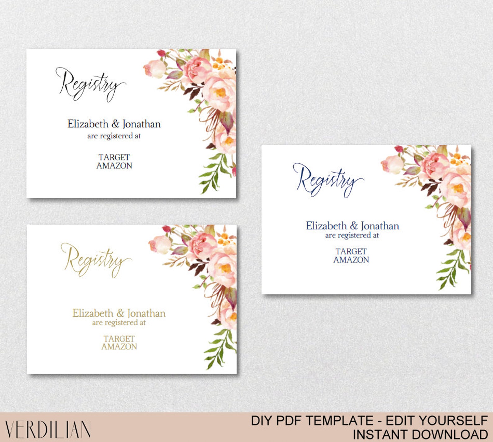 Registry Printable Card Wedding Registry Bridal Shower | Etsy