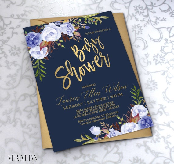 blue gold floral baby