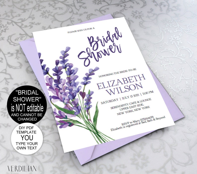 DIY Lavender Purple Bridal Shower Invitation Bridal Shower Etsy