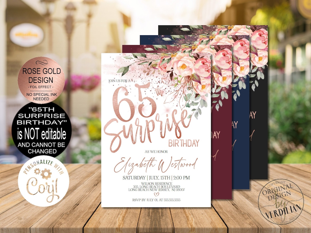 surprise-65th-birthday-invitations-for-women-rose-gold-floral-surprise-65th-birthday-party-invitations-corjl-instant-download-vrd565bss-z3-etsy for 65th Birthday Invitations Free Printable Surprise 65th Birthday Invitations for Women, Rose Gold Floral Surprise 65th Birthday Party Invitations Corjl Instant Download|vrd565bss Z3 - Etsy for 65th Birthday Invitations Free Printable