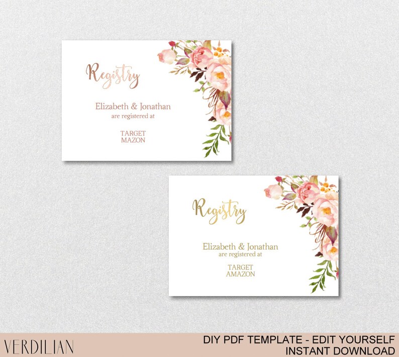 Registry Printable Card Wedding Registry Bridal Shower Etsy