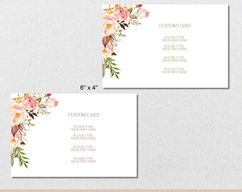 6" x 4" Blush Floral Editable Card Template,  Any Text Color,  Printable Insert Info Card Editable Corjl Download Instantly | VRD157SDV 99