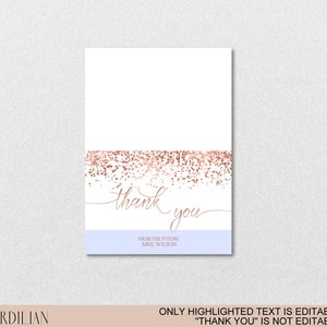 Confetti Rose Gold Thank You Card Template Printable Folded Thank You ...