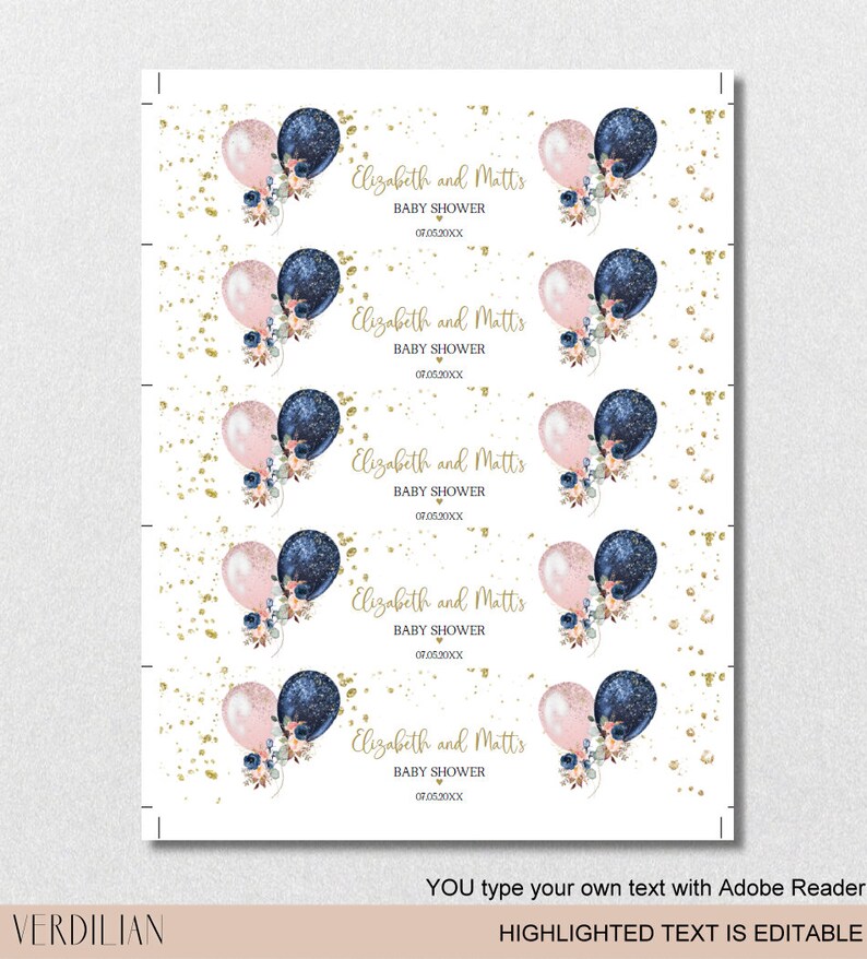 Gender Reveal Blue Pink Water Bottle Labels PDF Printable - Etsy