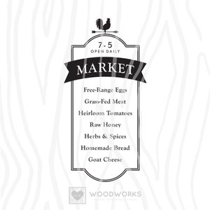SVG / DXF - Farmers &quot;Market&quot; List Farmhouse Cut File - Country Kitchen, Market Shopping List, Farmer&#39;s Market Farm Fresh Organic Market List