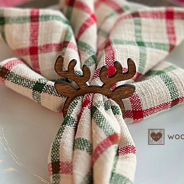 LASER SVG: Reindeer Napkin Ring Laser Cut File - Christmas Napkin Ring Holder, Decorative Winter Ring For Napkins (For Glowforge / xTool)