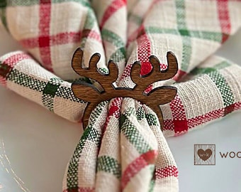 LASER SVG: Reindeer Napkin Ring Laser Cut File - Christmas Napkin Ring Holder, Decorative Winter Ring For Napkins (For Glowforge / xTool)